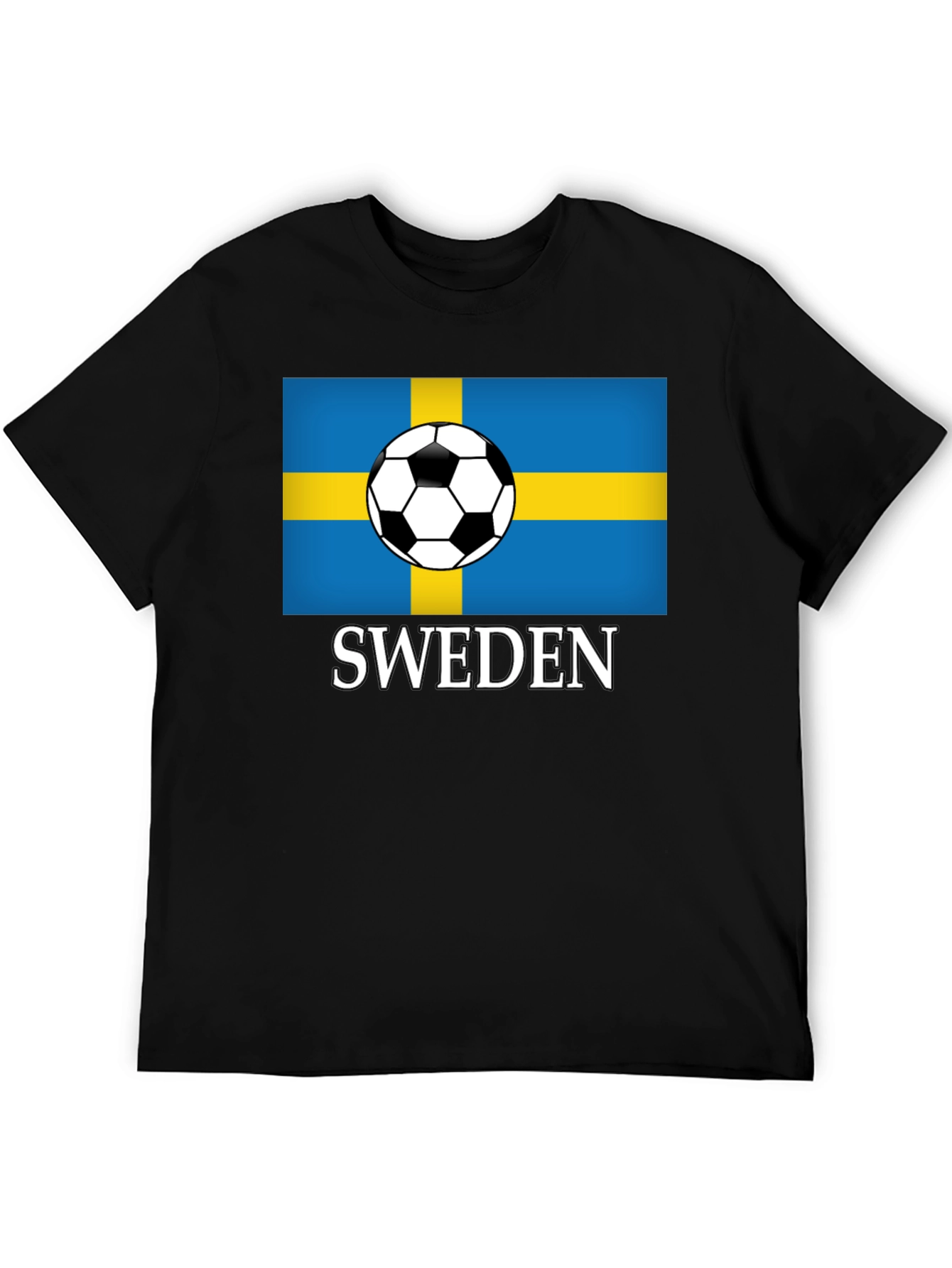 Sweden Soccer Flag T-Shirt - Black Graphic Tee