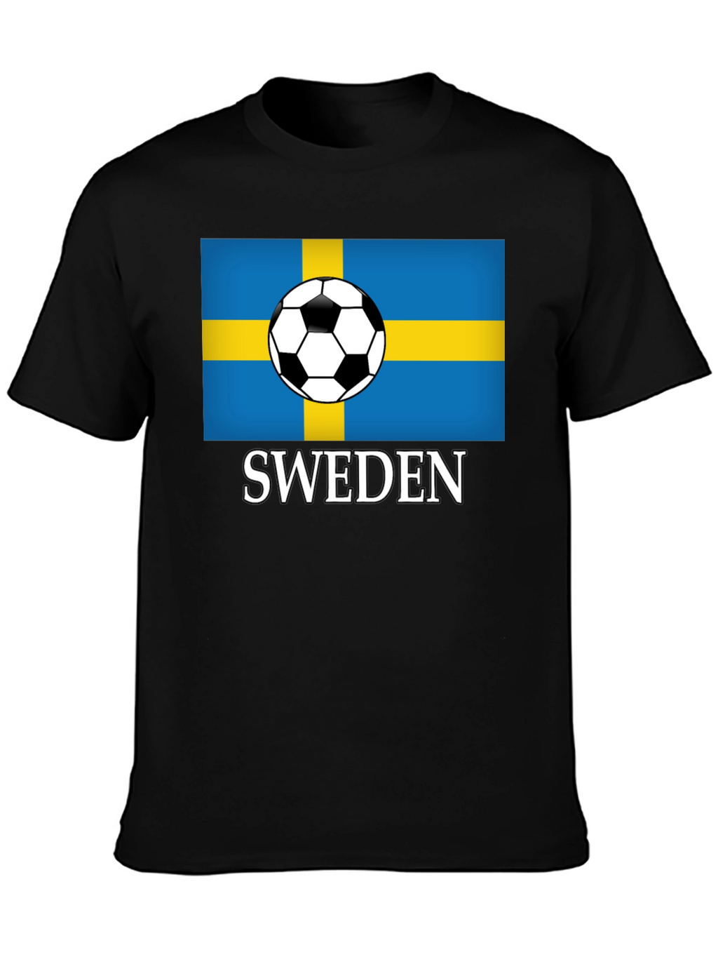 Sweden Soccer Flag T-Shirt - Black Graphic Tee