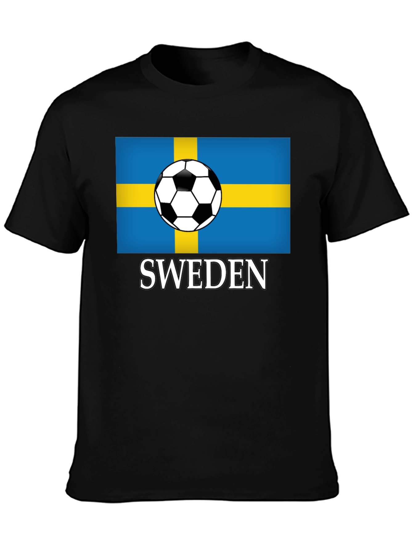 Sweden Soccer Flag T-Shirt - Black Graphic Tee
