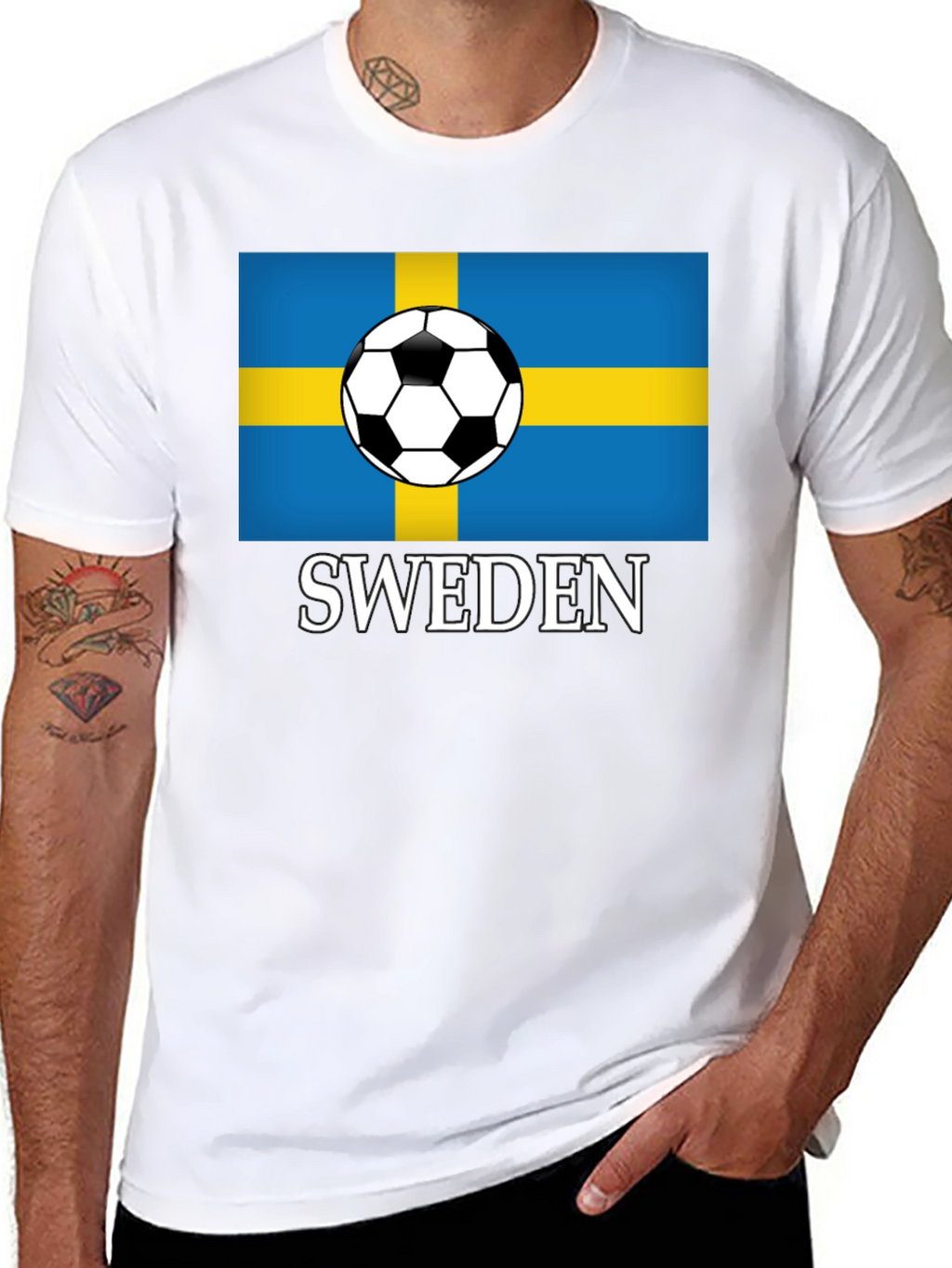 Sweden Soccer Flag T-Shirt - Black Graphic Tee