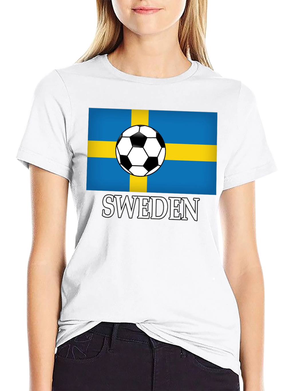 Sweden Soccer Flag T-Shirt - Black Graphic Tee