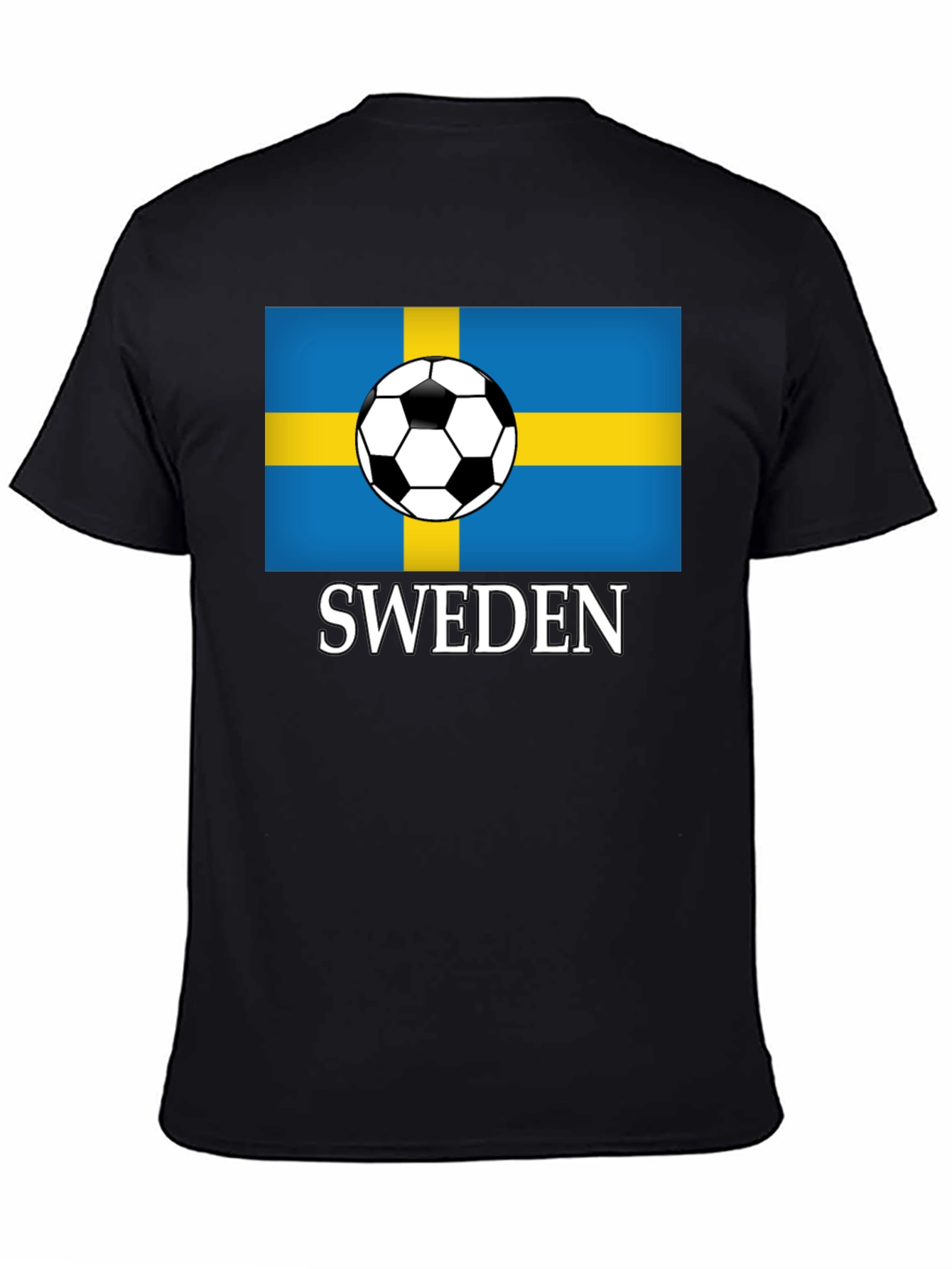 Sweden Soccer Flag T-Shirt - Black Graphic Tee
