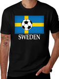 Sweden Soccer Flag T-Shirt - Black Graphic Tee