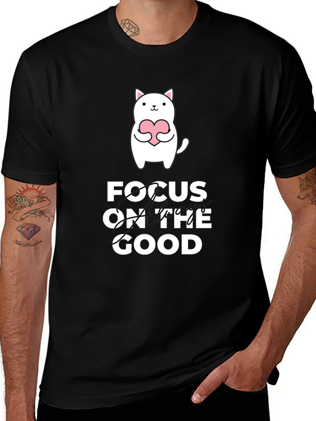 Focus on the Good T-Shirt - Cute Cat Design