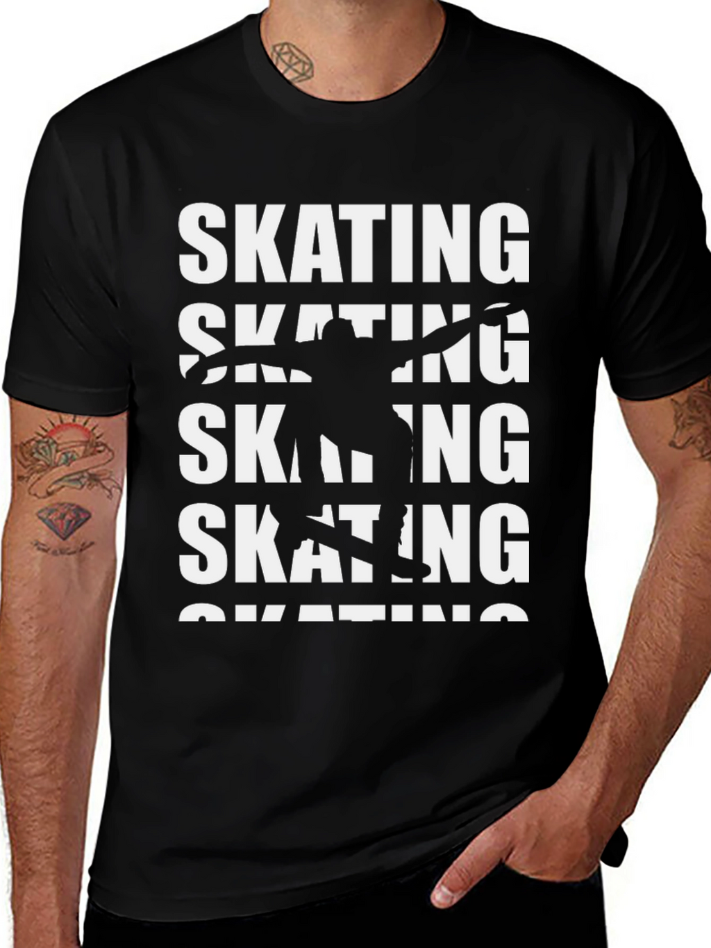 Skating Graphic Print Crew Neck T-Shirt