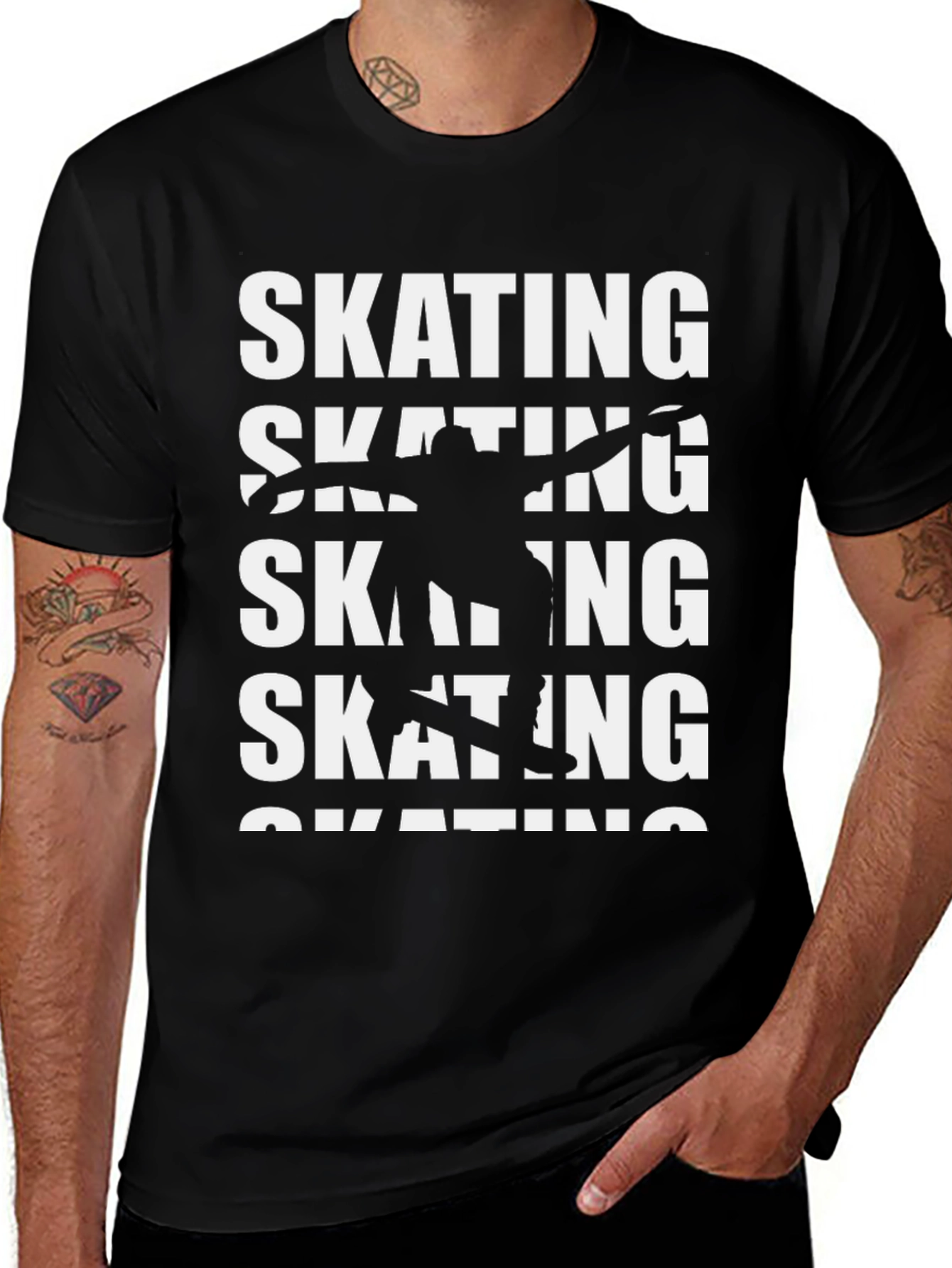 Skating Graphic Print Crew Neck T-Shirt