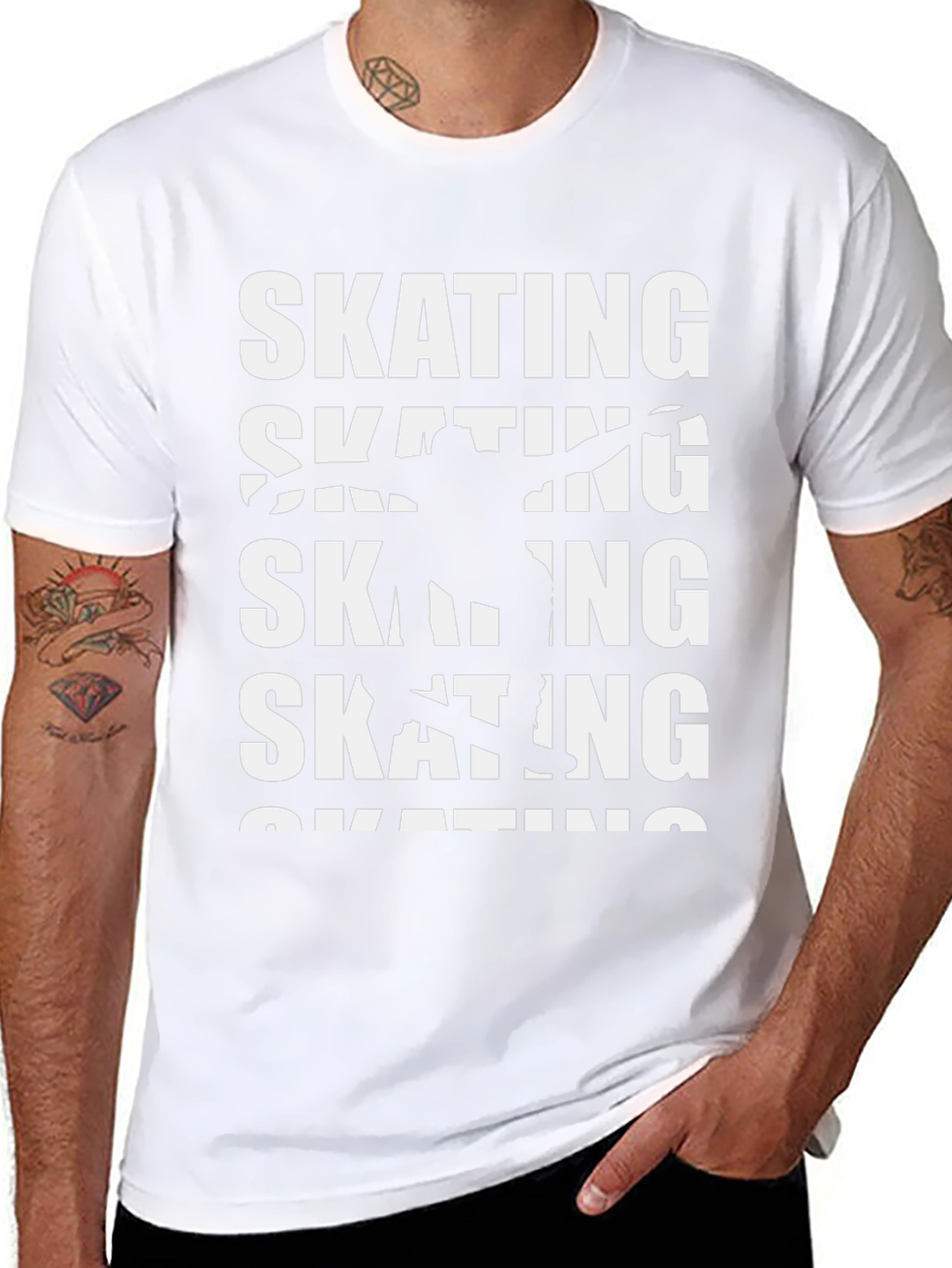 Skating Graphic Print Crew Neck T-Shirt