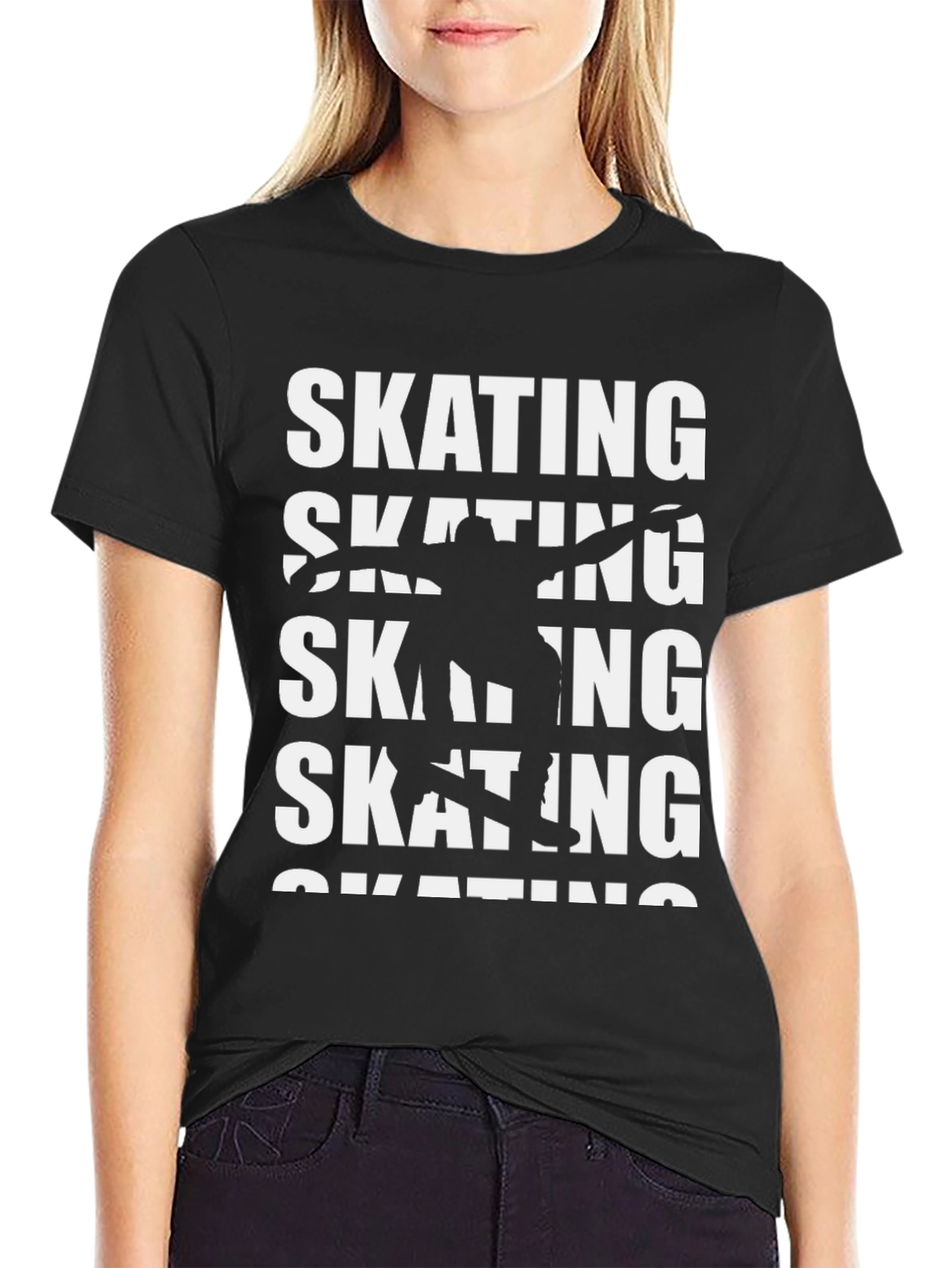 Skating Graphic Print Crew Neck T-Shirt