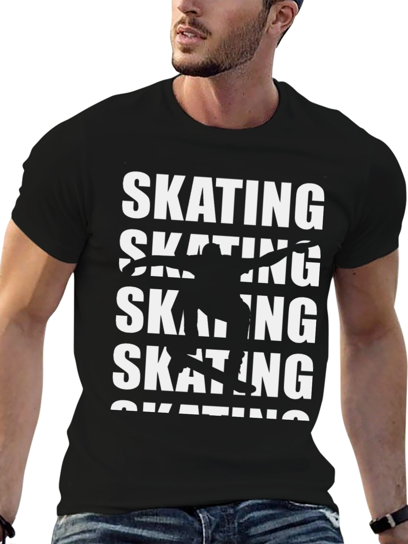 Skating Graphic Print Crew Neck T-Shirt