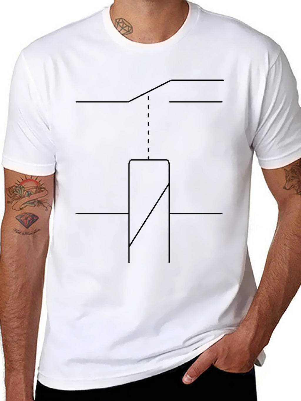 Abstract Line Art Graphic Tee - Mens Black T-Shirt