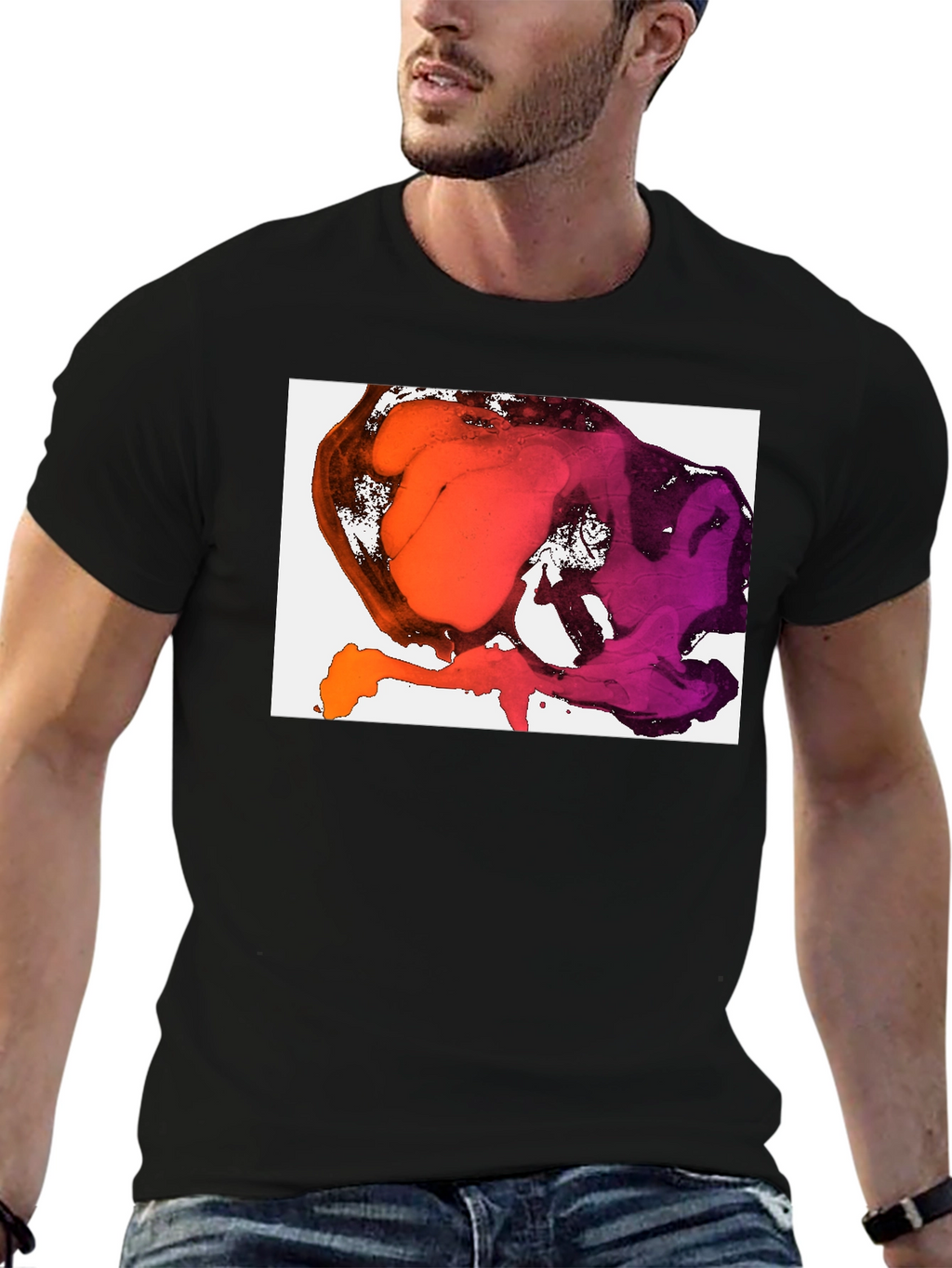 Abstract Ink Blot Graphic Tee - Stylish Black T-Shirt