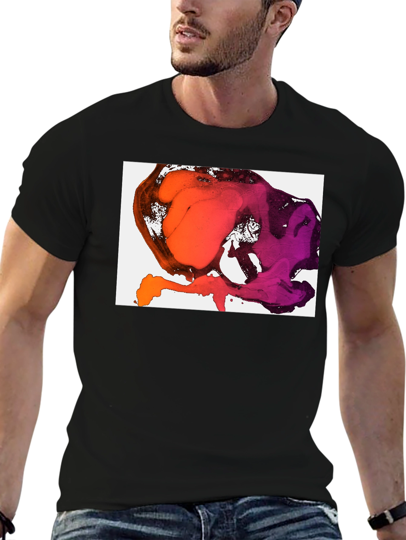 Abstract Ink Blot Graphic Tee - Stylish Black T-Shirt