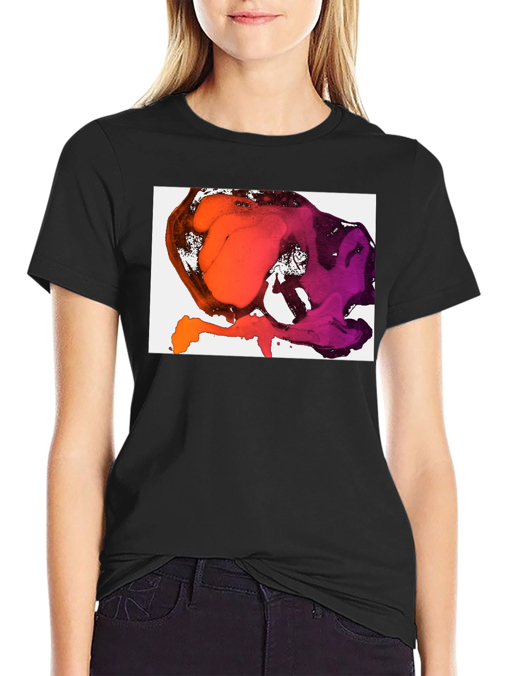 Abstract Ink Blot Graphic Tee - Stylish Black T-Shirt