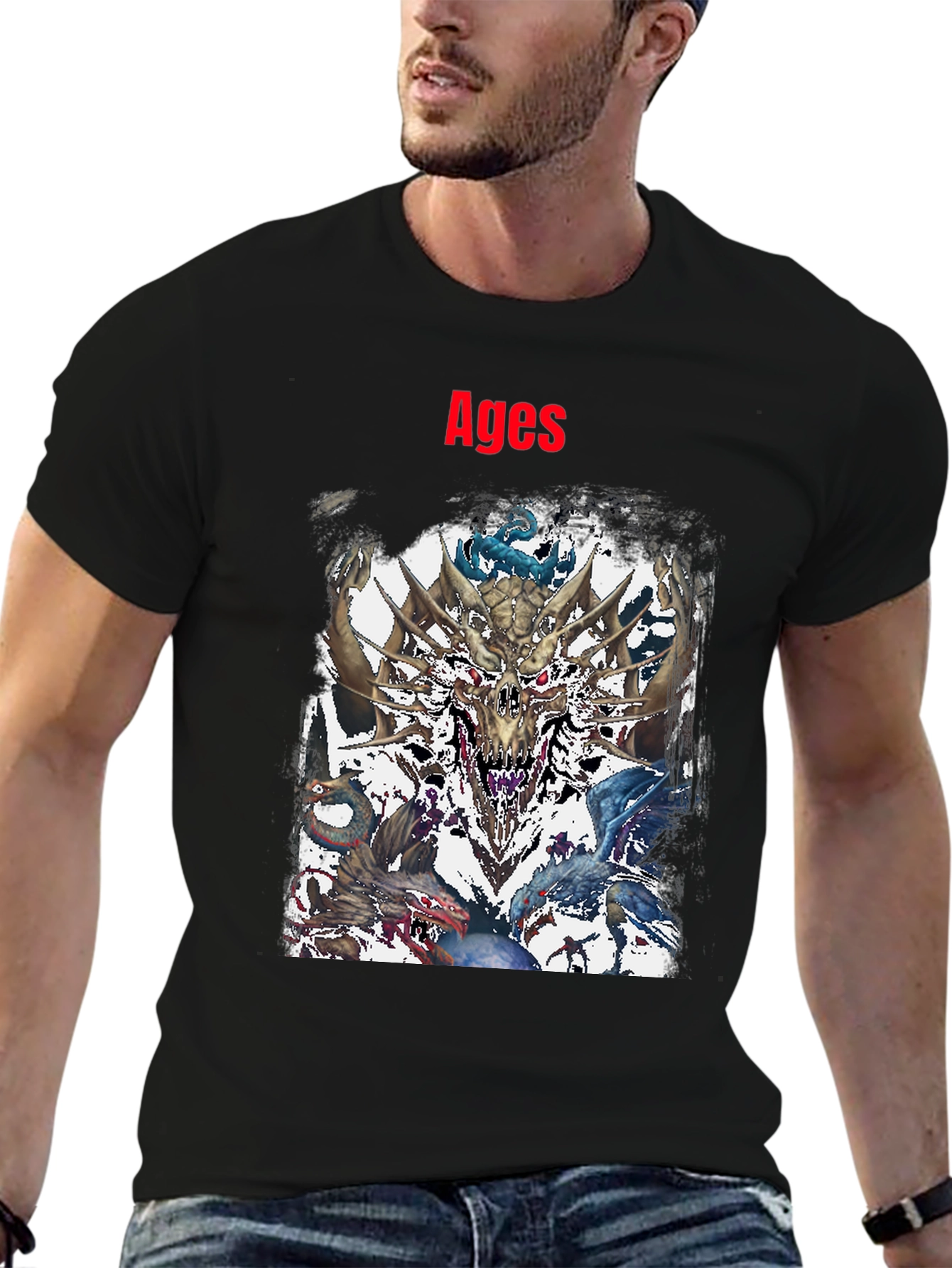 Ages Dragon Graphic Black T-Shirt