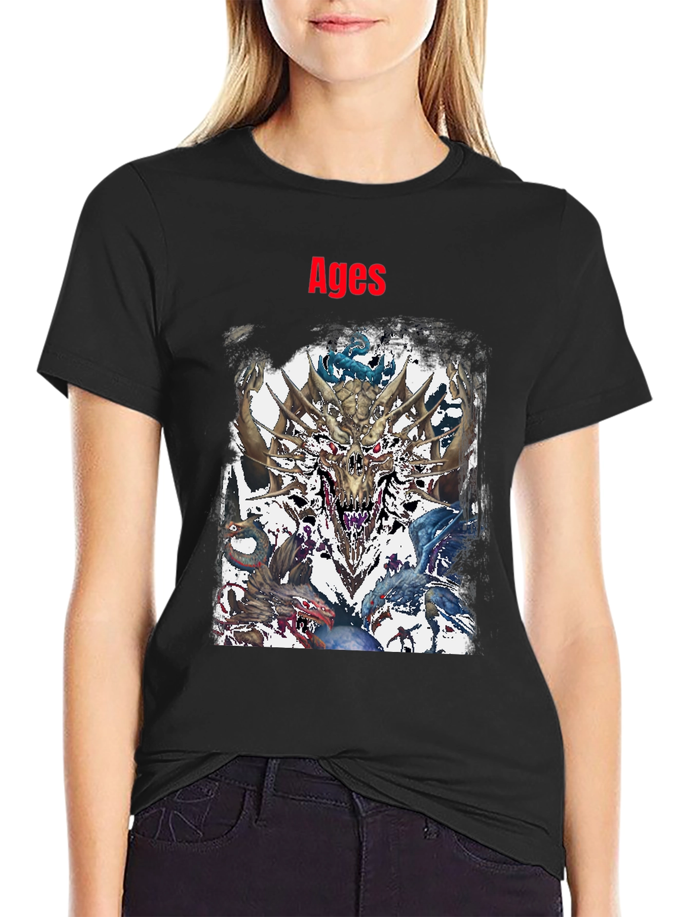 Ages Dragon Graphic Black T-Shirt