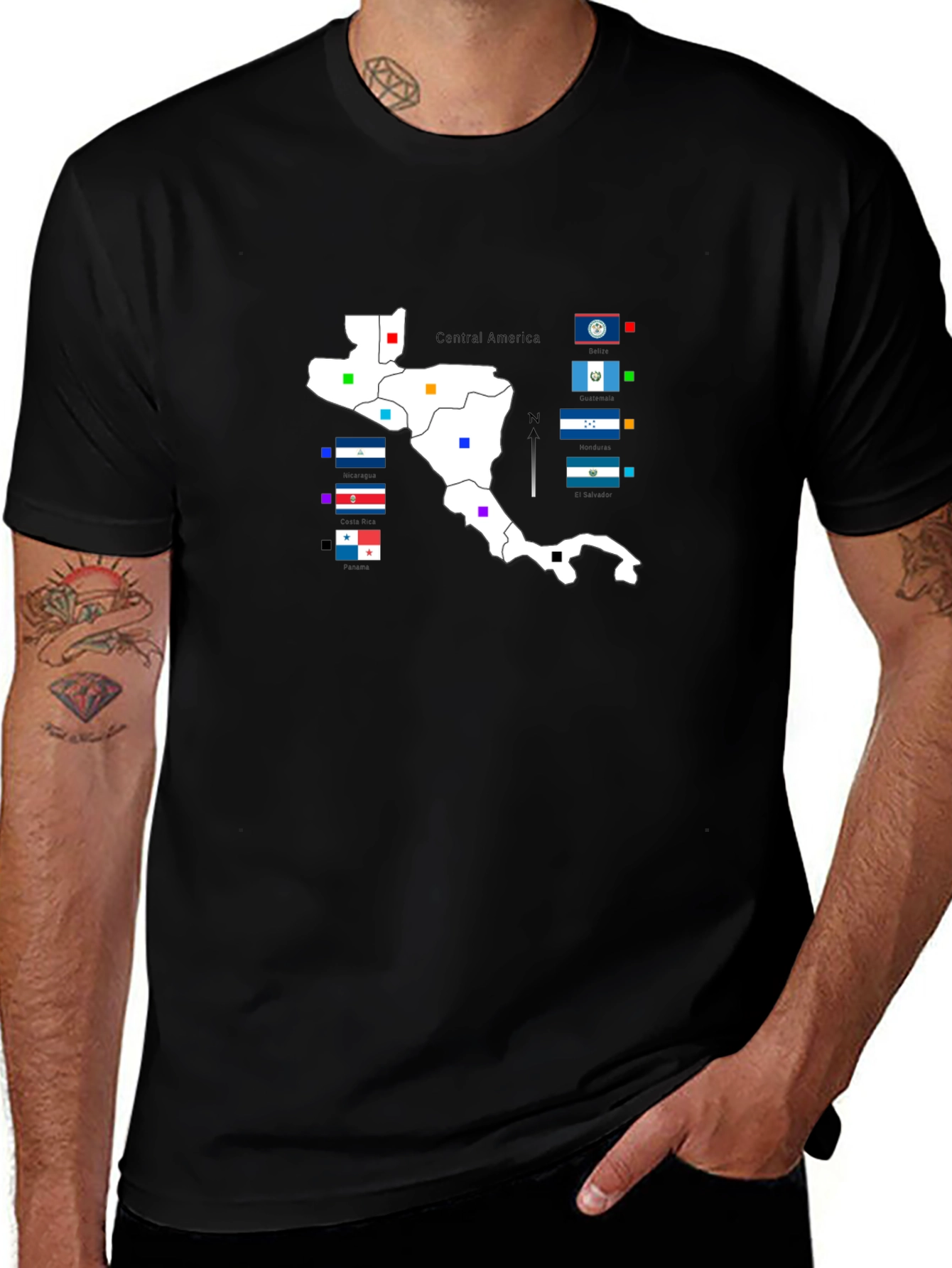 Central America Map T-Shirt - Black