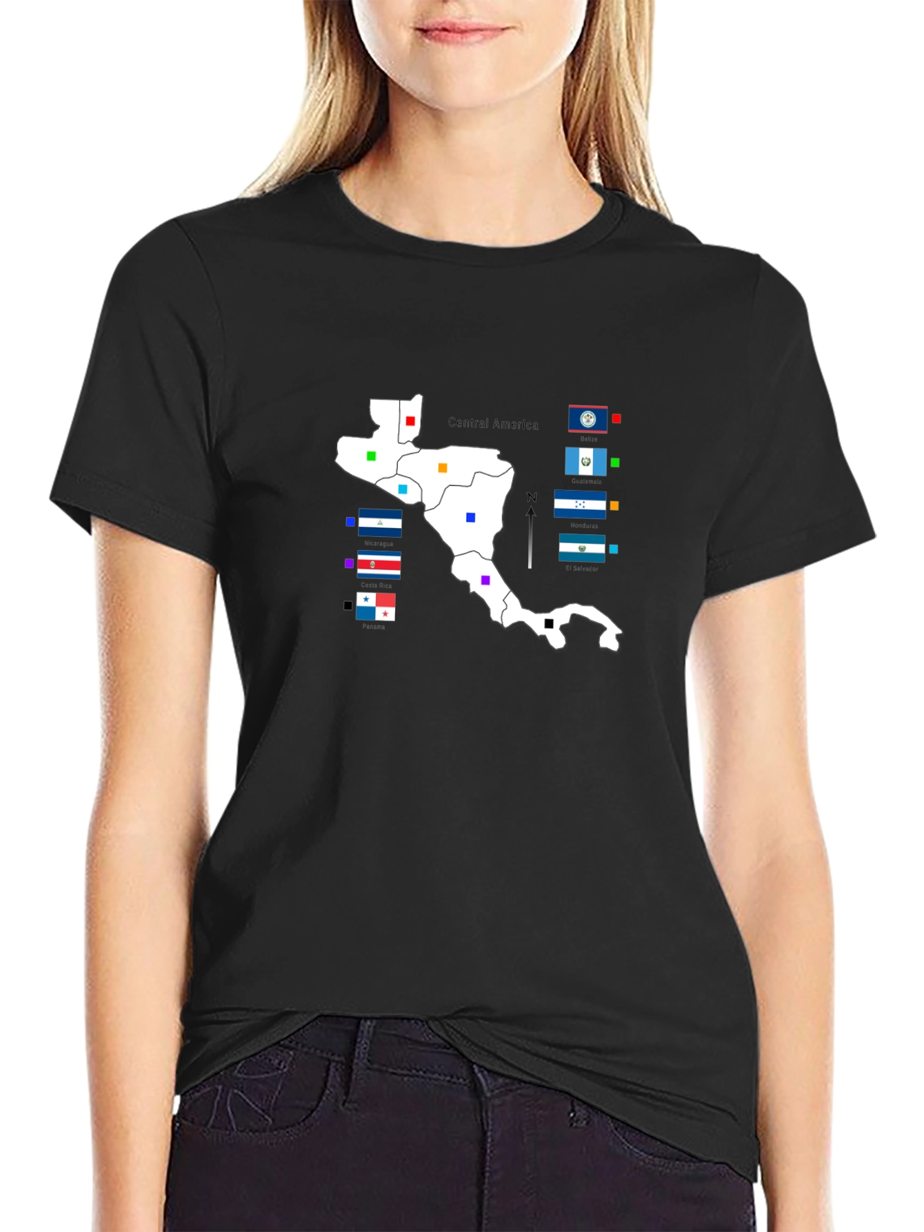 Central America Map T-Shirt - Black