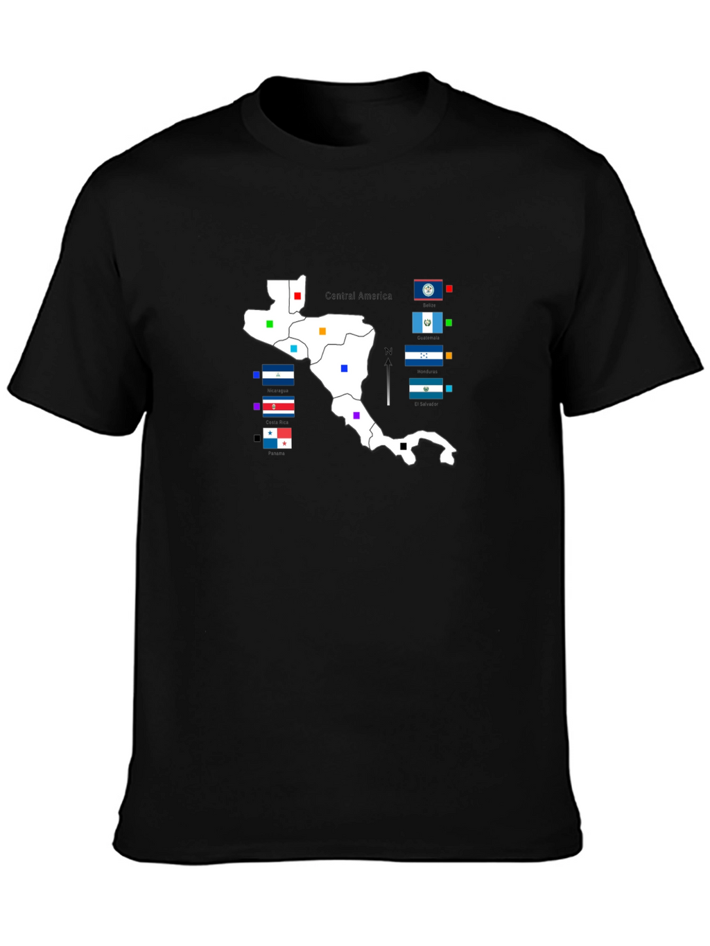Central America Map T-Shirt - Black