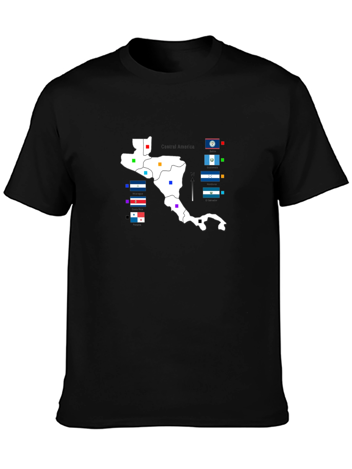 Central America Map T-Shirt - Black