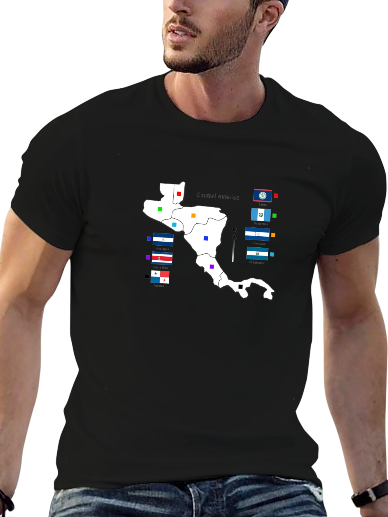 Central America Map T-Shirt - Black