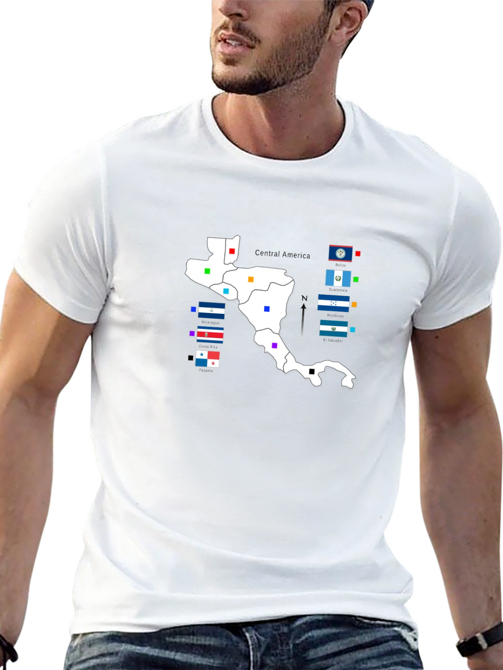 Central America Map T-Shirt - Black