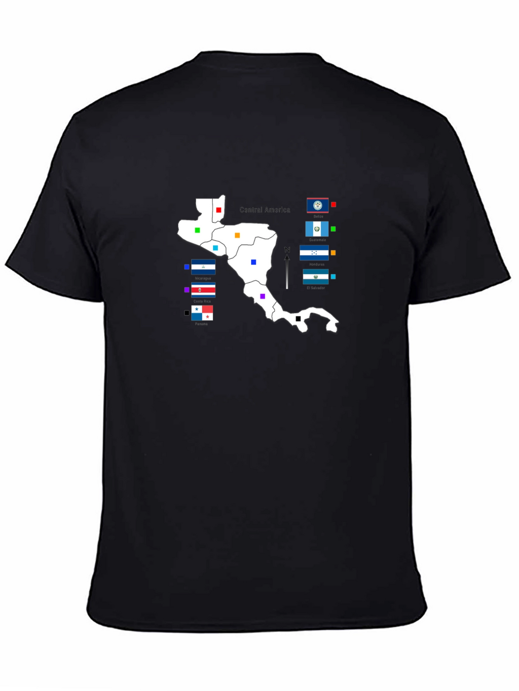 Central America Map T-Shirt - Black