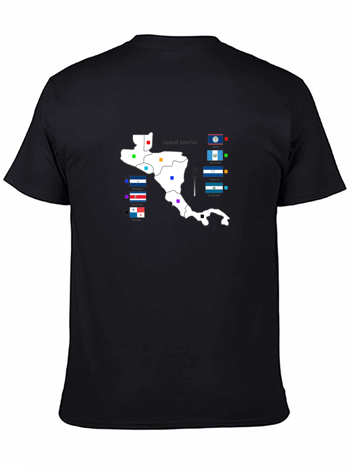 Central America Map T-Shirt - Black