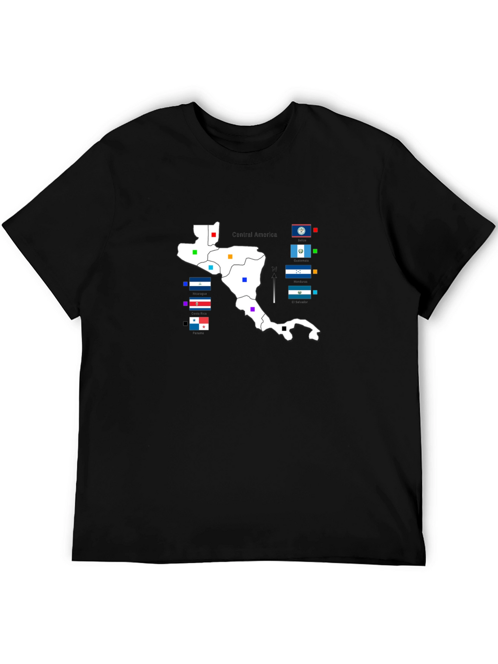 Central America Map T-Shirt - Black
