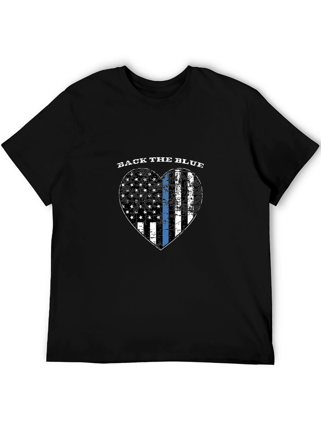 Back the Blue Thin Blue Line Heart Flag T-Shirt