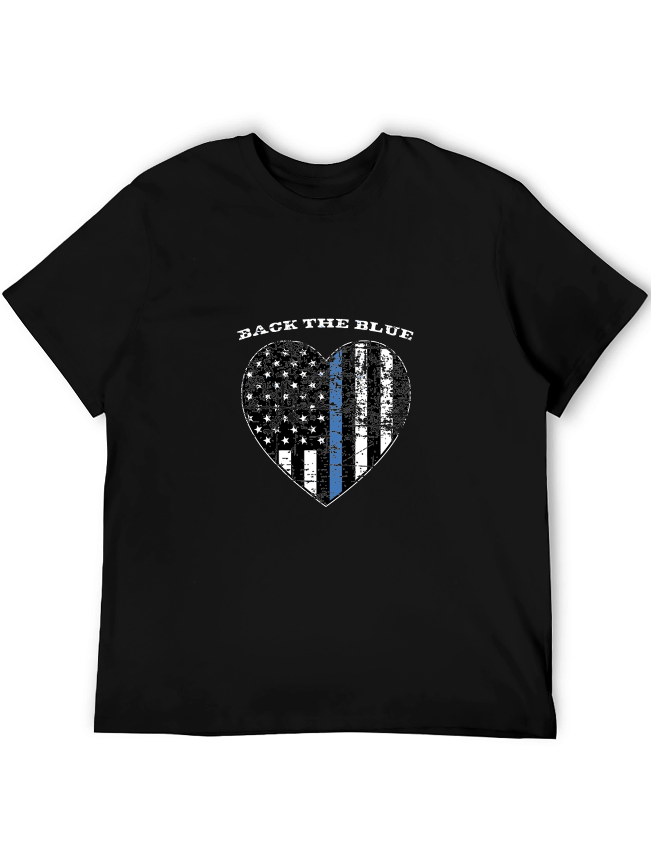 Back the Blue Thin Blue Line Heart Flag T-Shirt