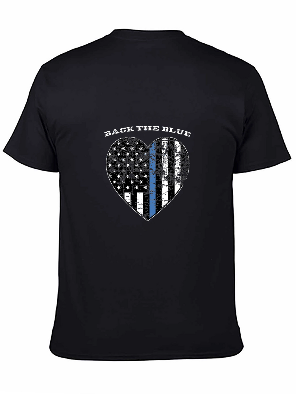 Back the Blue Thin Blue Line Heart Flag T-Shirt