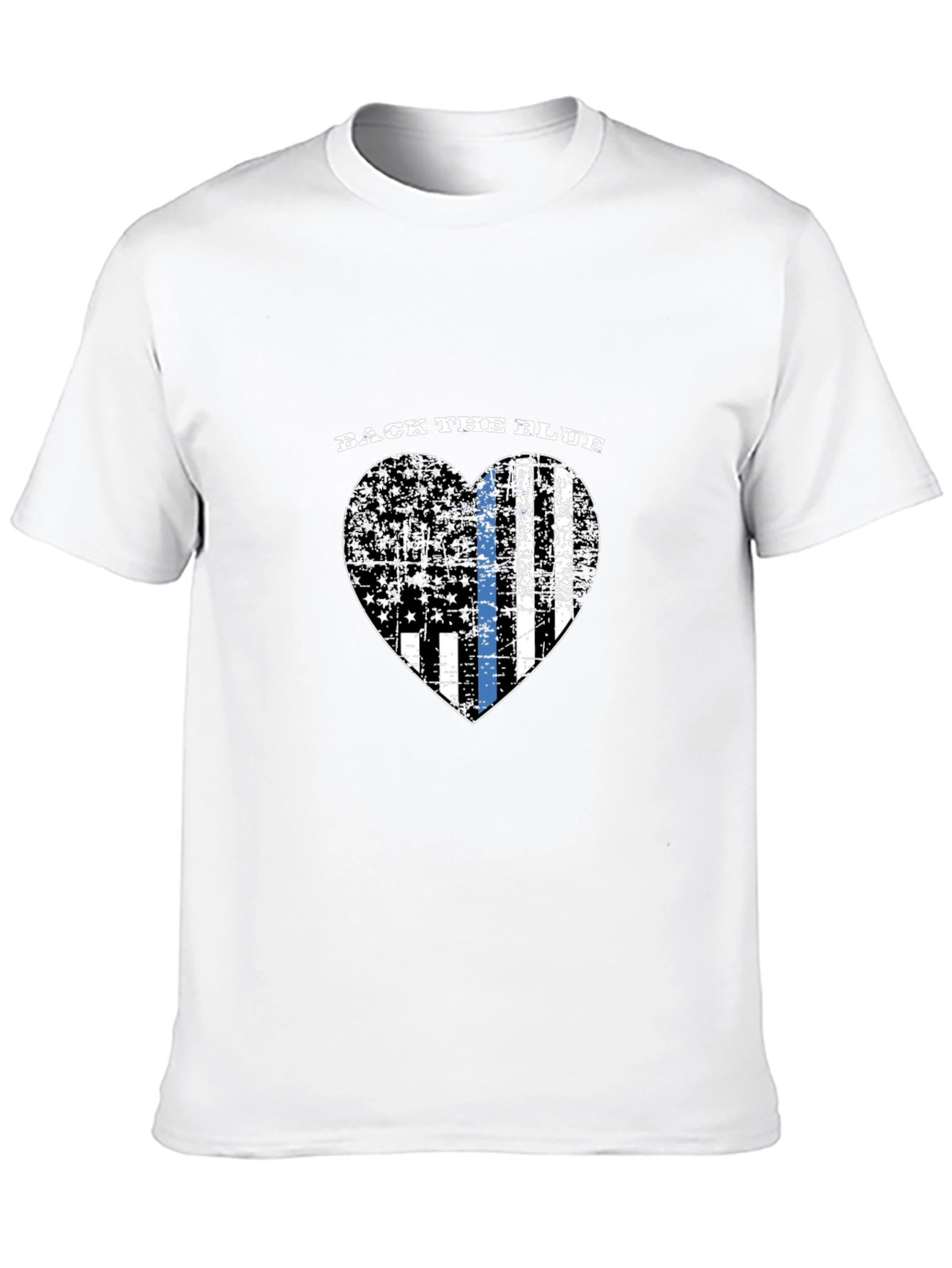 Back the Blue Thin Blue Line Heart Flag T-Shirt