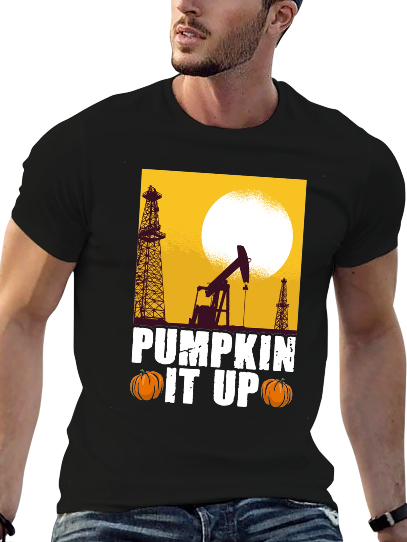 Pumpkin It Up Graphic Tee - Oil Rig Halloween T-Shirt