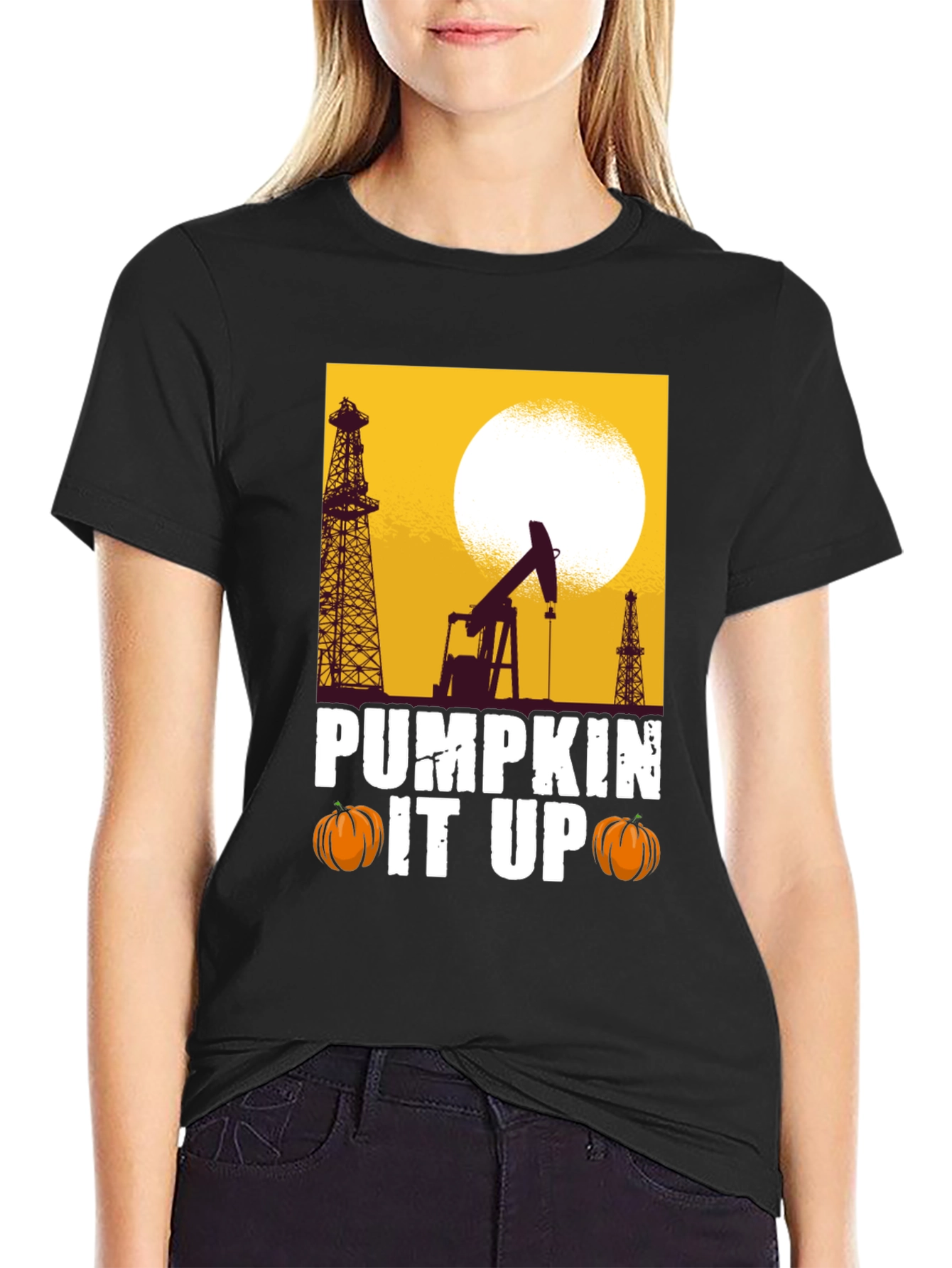 Pumpkin It Up Graphic Tee - Oil Rig Halloween T-Shirt