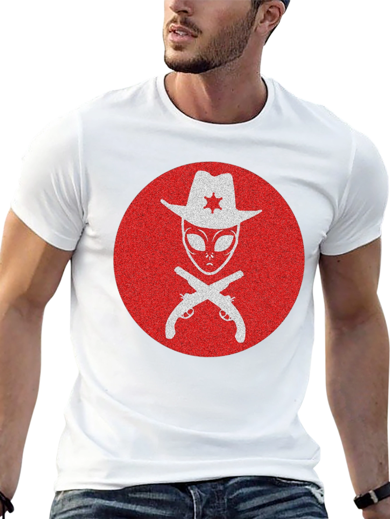Alien Sheriff T-Shirt - Western Sci-Fi Graphic Tee