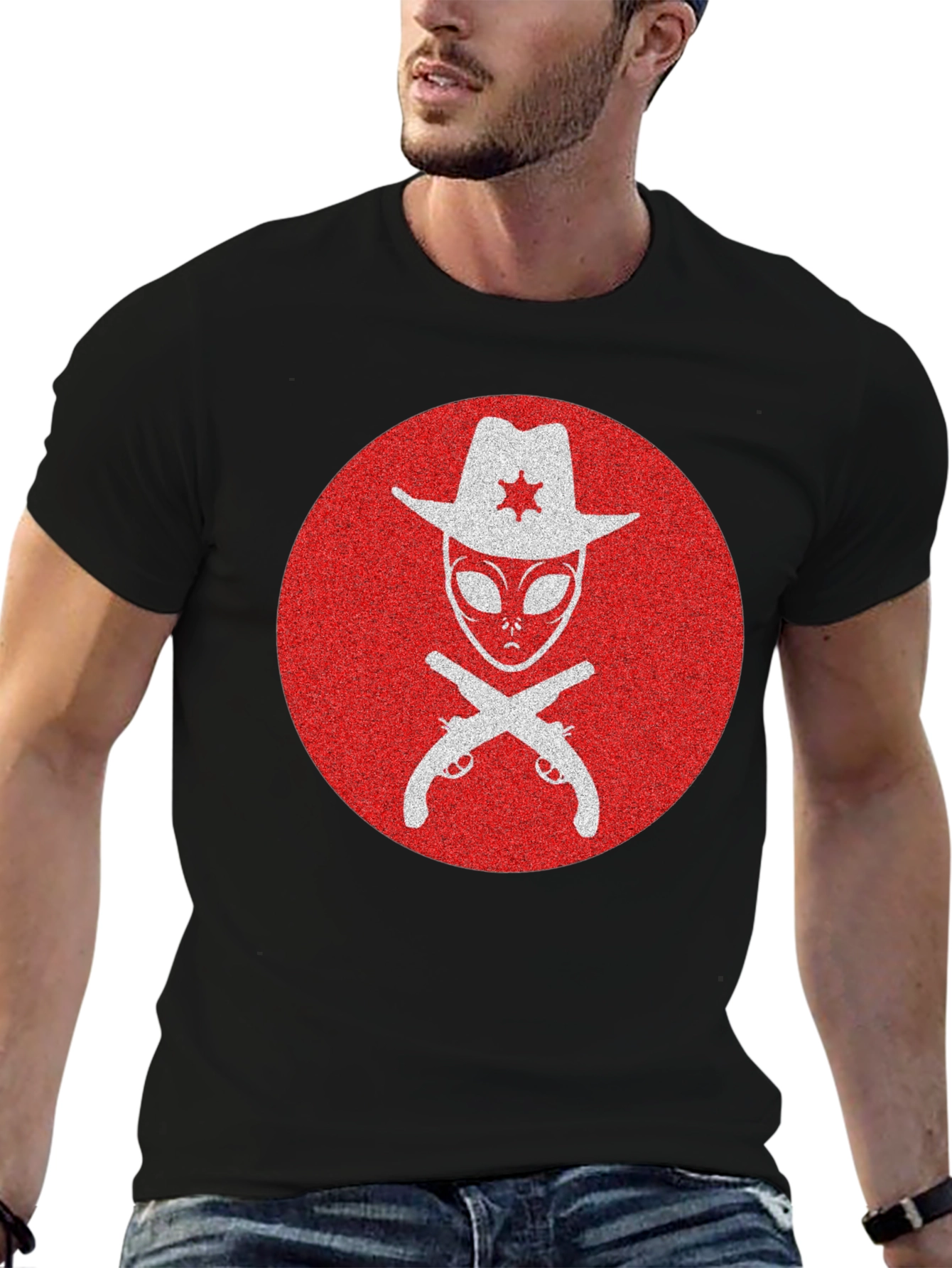Alien Sheriff T-Shirt - Western Sci-Fi Graphic Tee