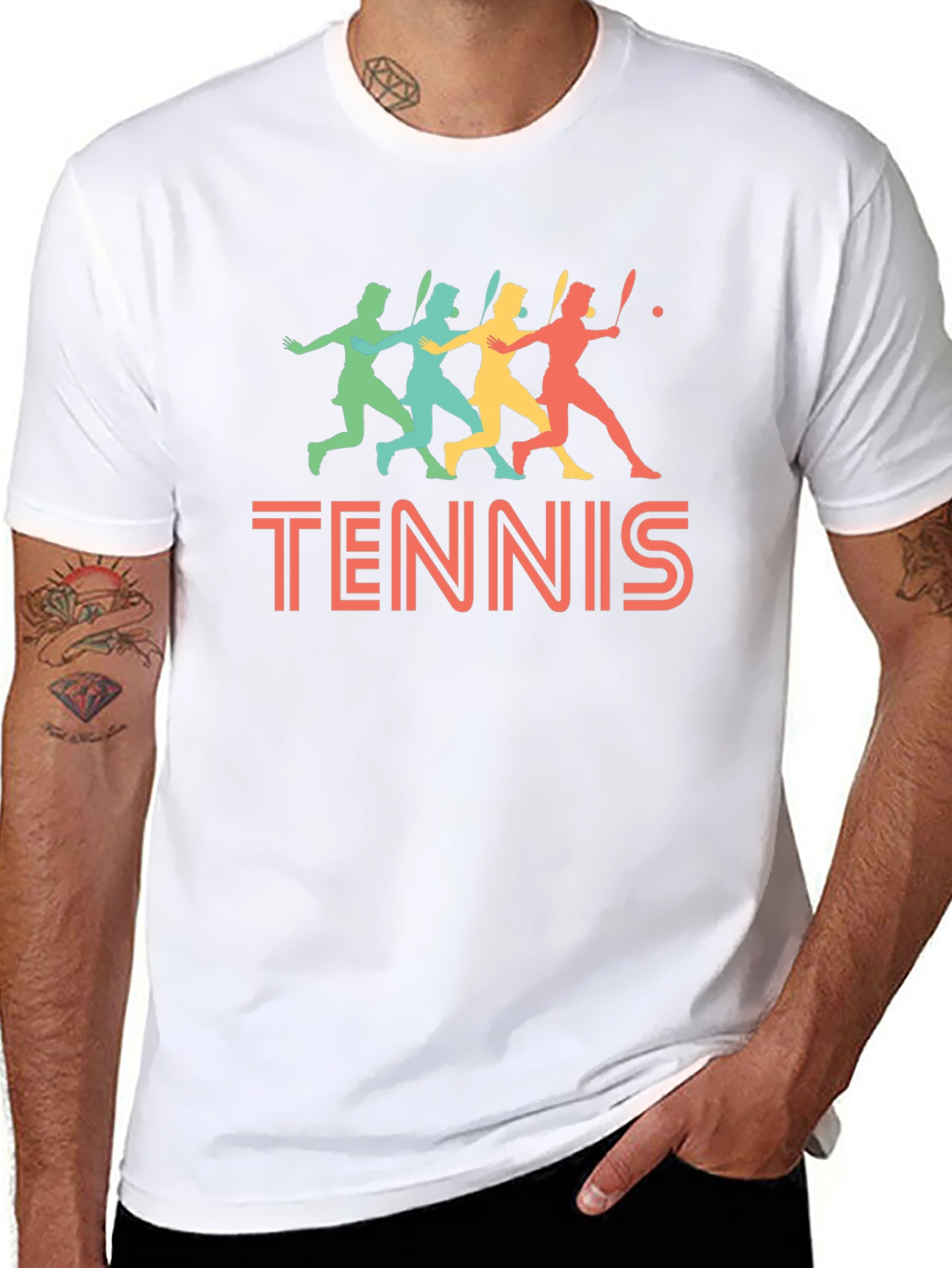 Retro Tennis Player Graphic T-Shirt