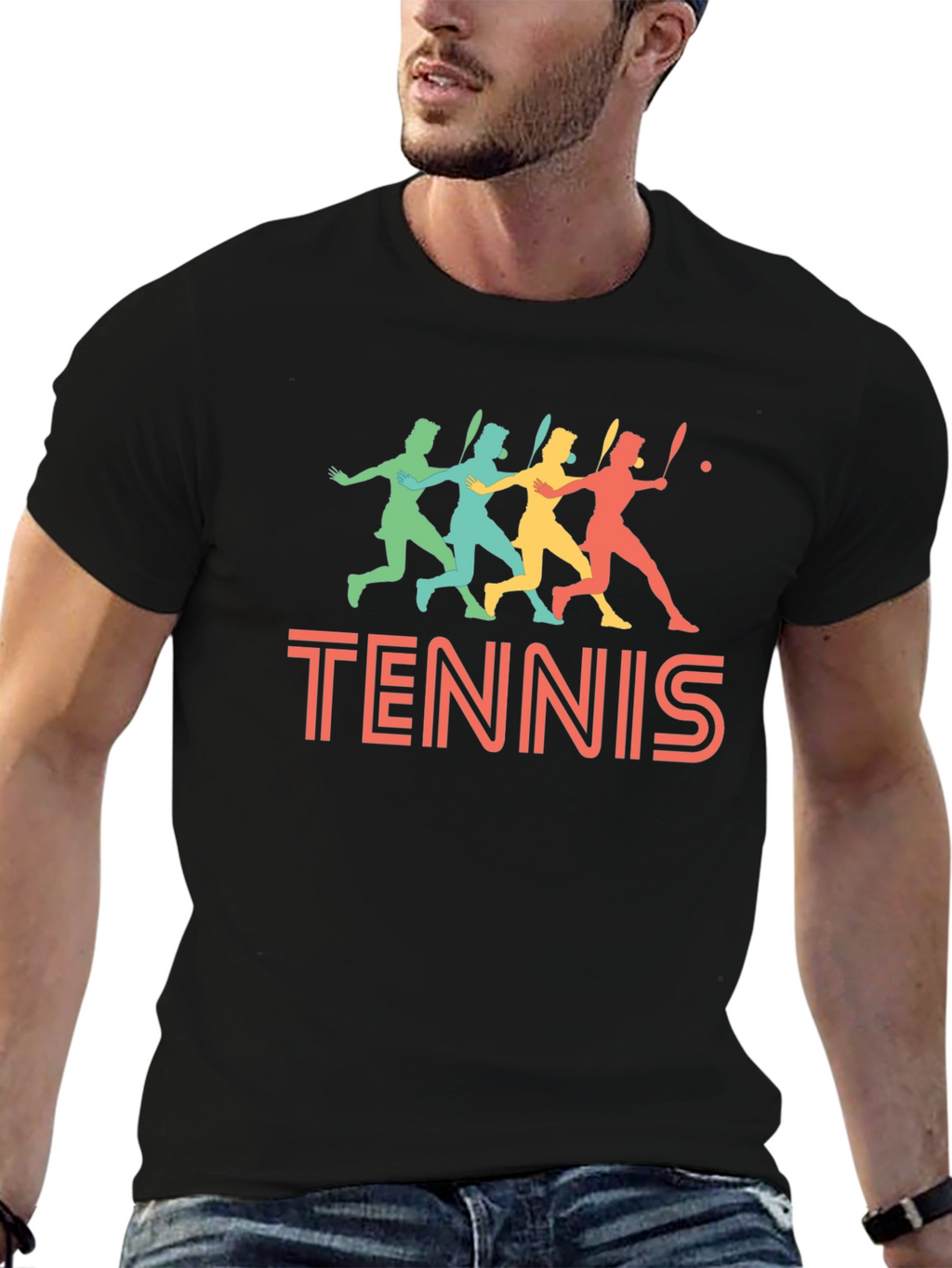 Retro Tennis Player Graphic T-Shirt