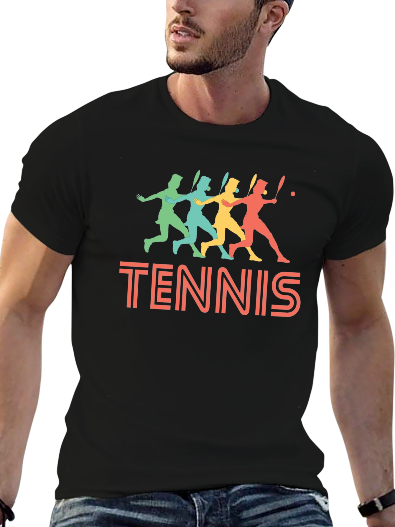 Retro Tennis Player Graphic T-Shirt