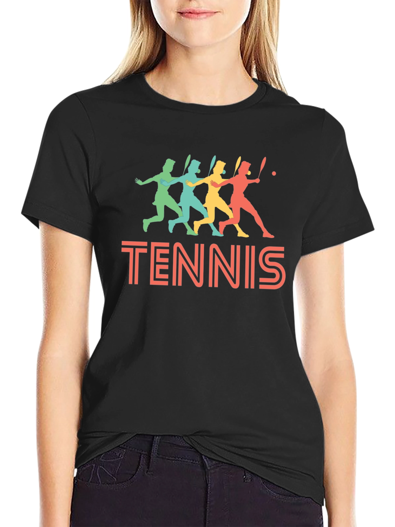Retro Tennis Player Graphic T-Shirt