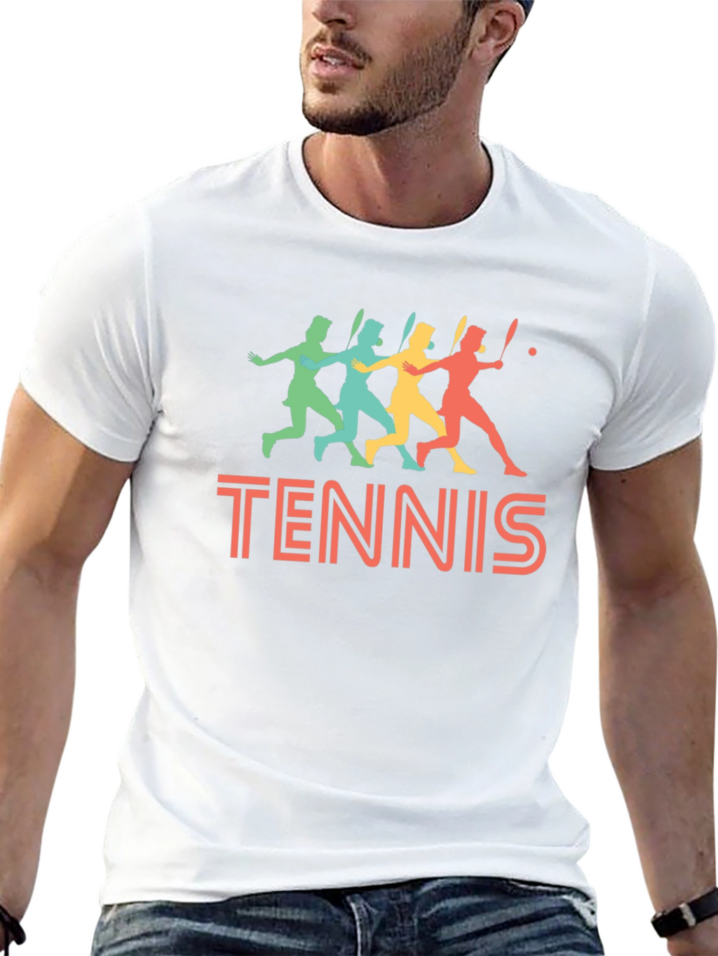 Retro Tennis Player Graphic T-Shirt
