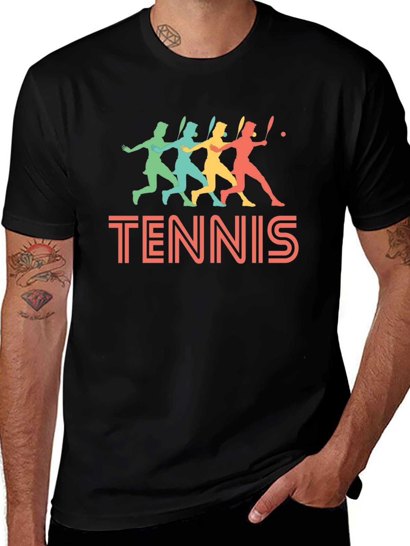 Retro Tennis Player Graphic T-Shirt