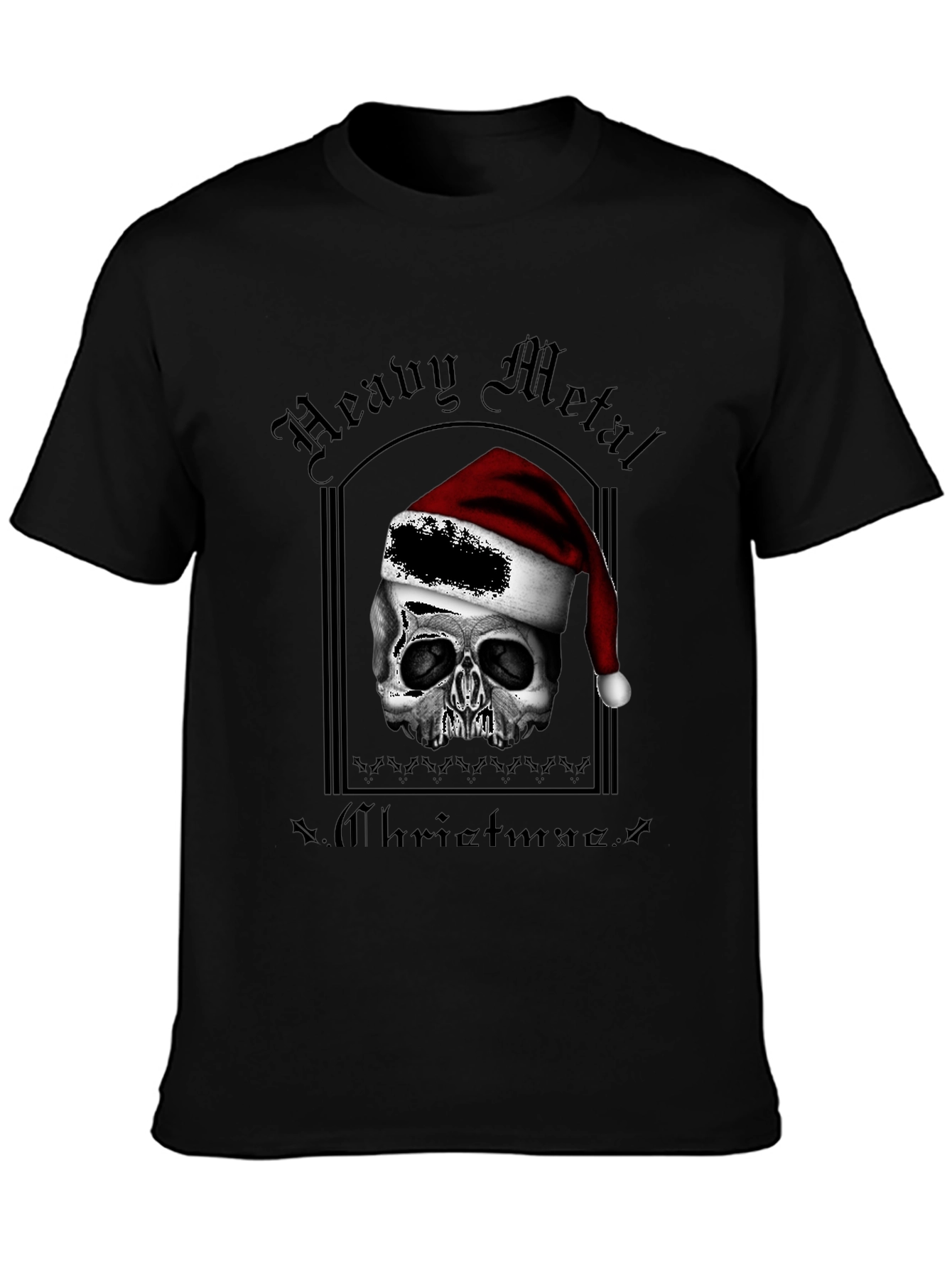 Heavy Metal Christmas Skull Graphic T-Shirt