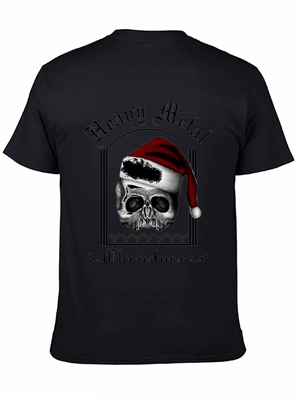 Heavy Metal Christmas Skull Graphic T-Shirt