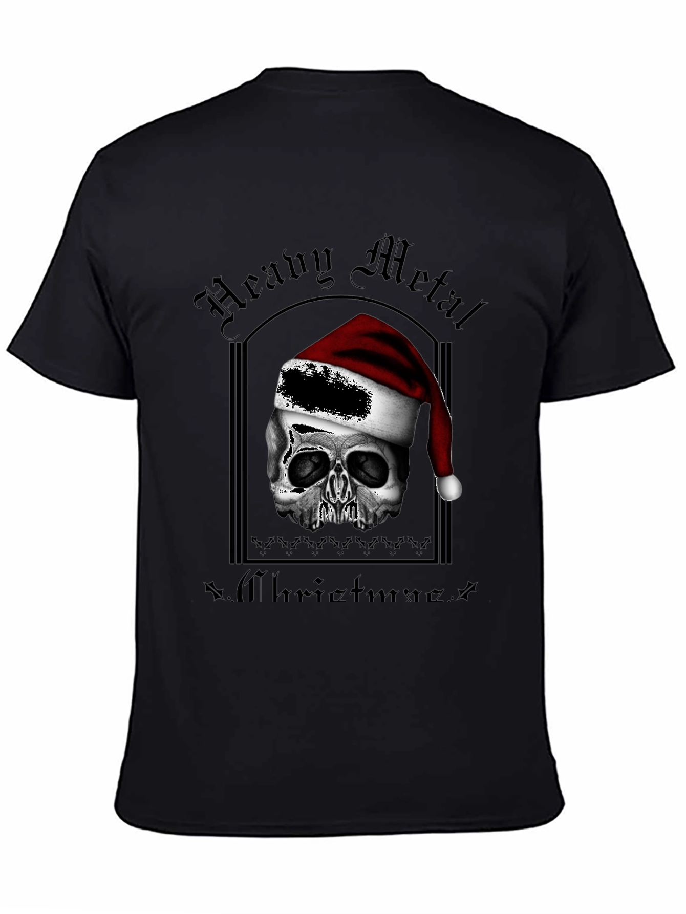 Heavy Metal Christmas Skull Graphic T-Shirt