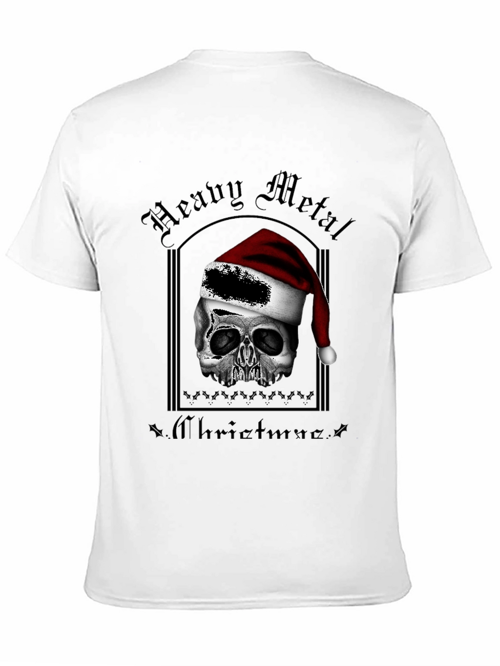 Heavy Metal Christmas Skull Graphic T-Shirt