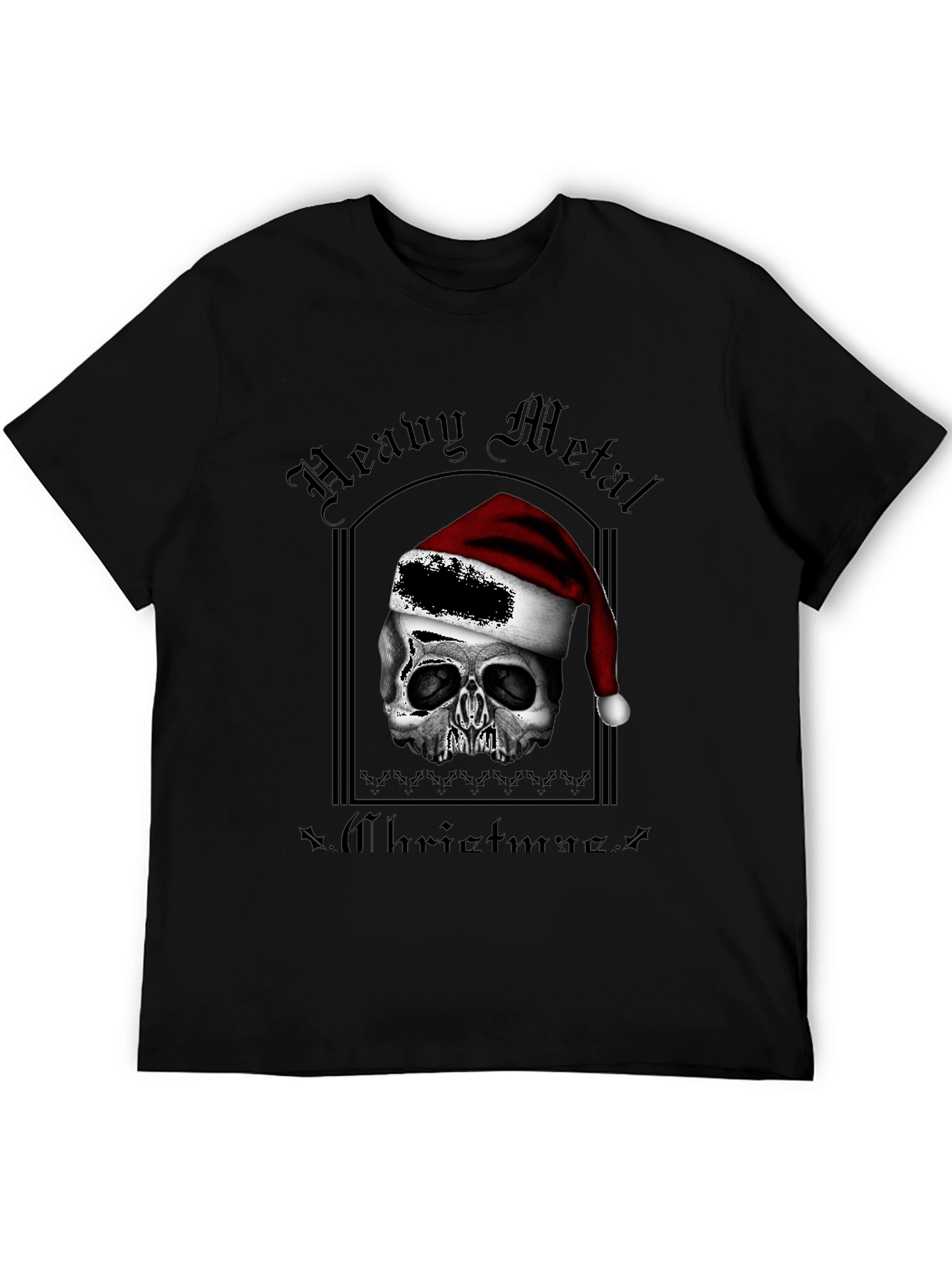 Heavy Metal Christmas Skull Graphic T-Shirt