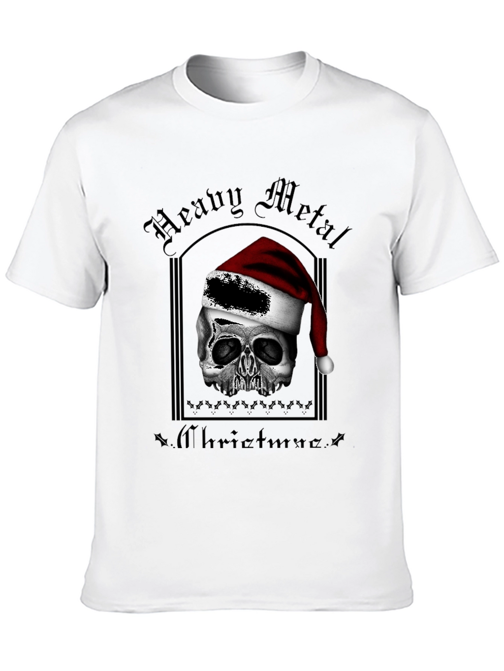 Heavy Metal Christmas Skull Graphic T-Shirt