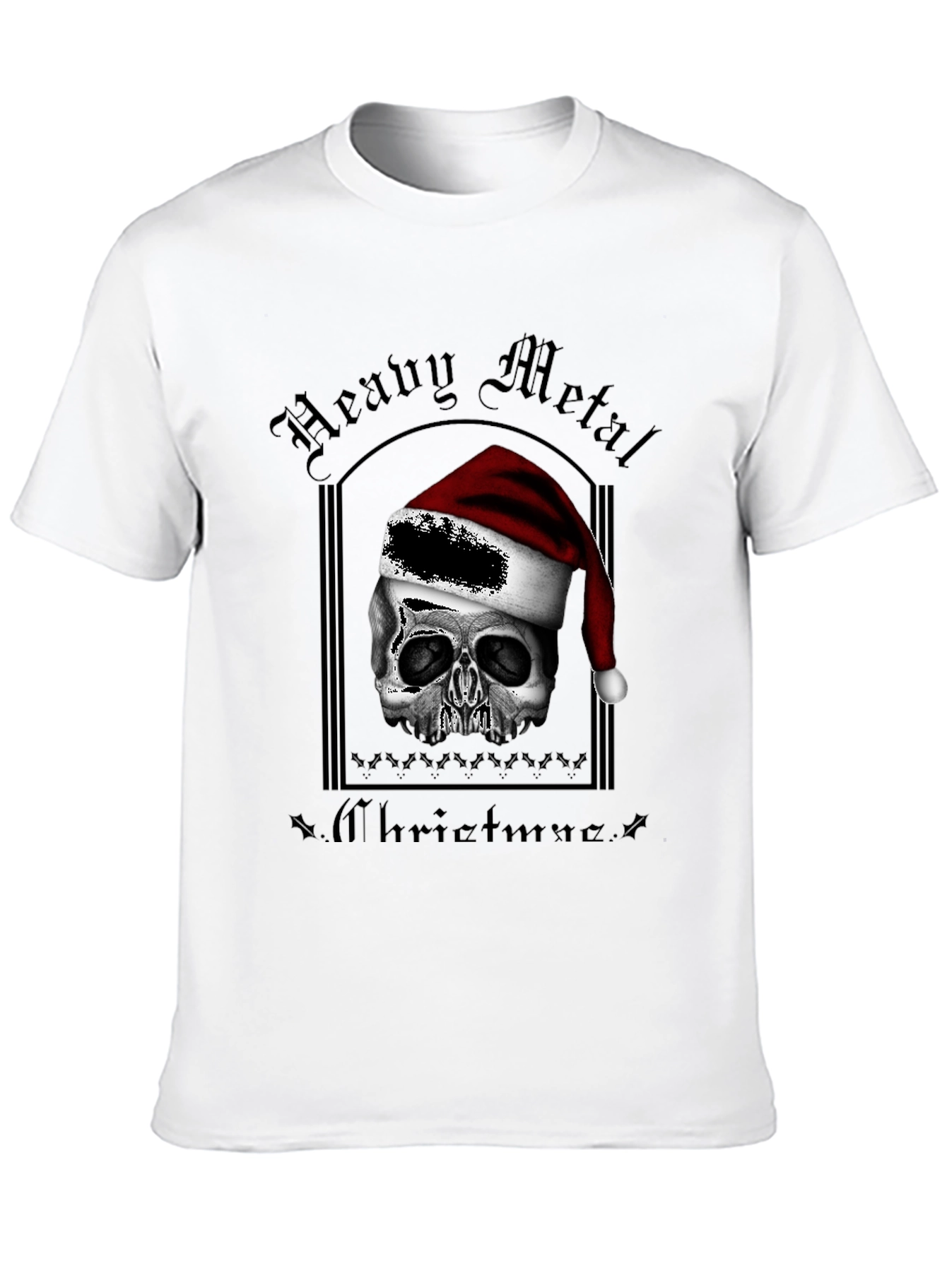 Heavy Metal Christmas Skull Graphic T-Shirt