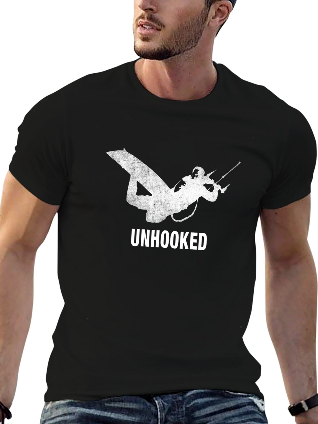 Unhooked Kitesurfing Graphic Tee - Black